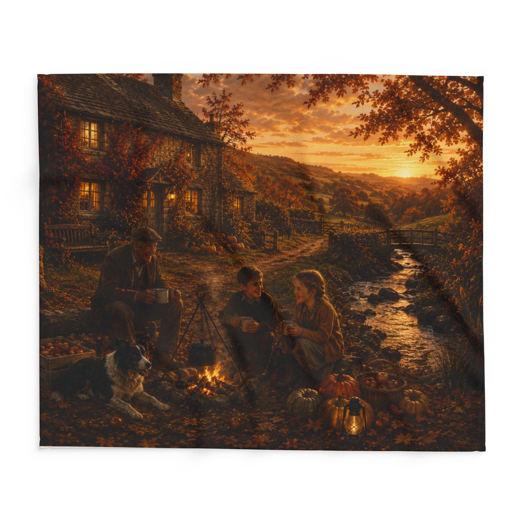 Horkey in the Autumn Lane Arctic Fleece Blanket