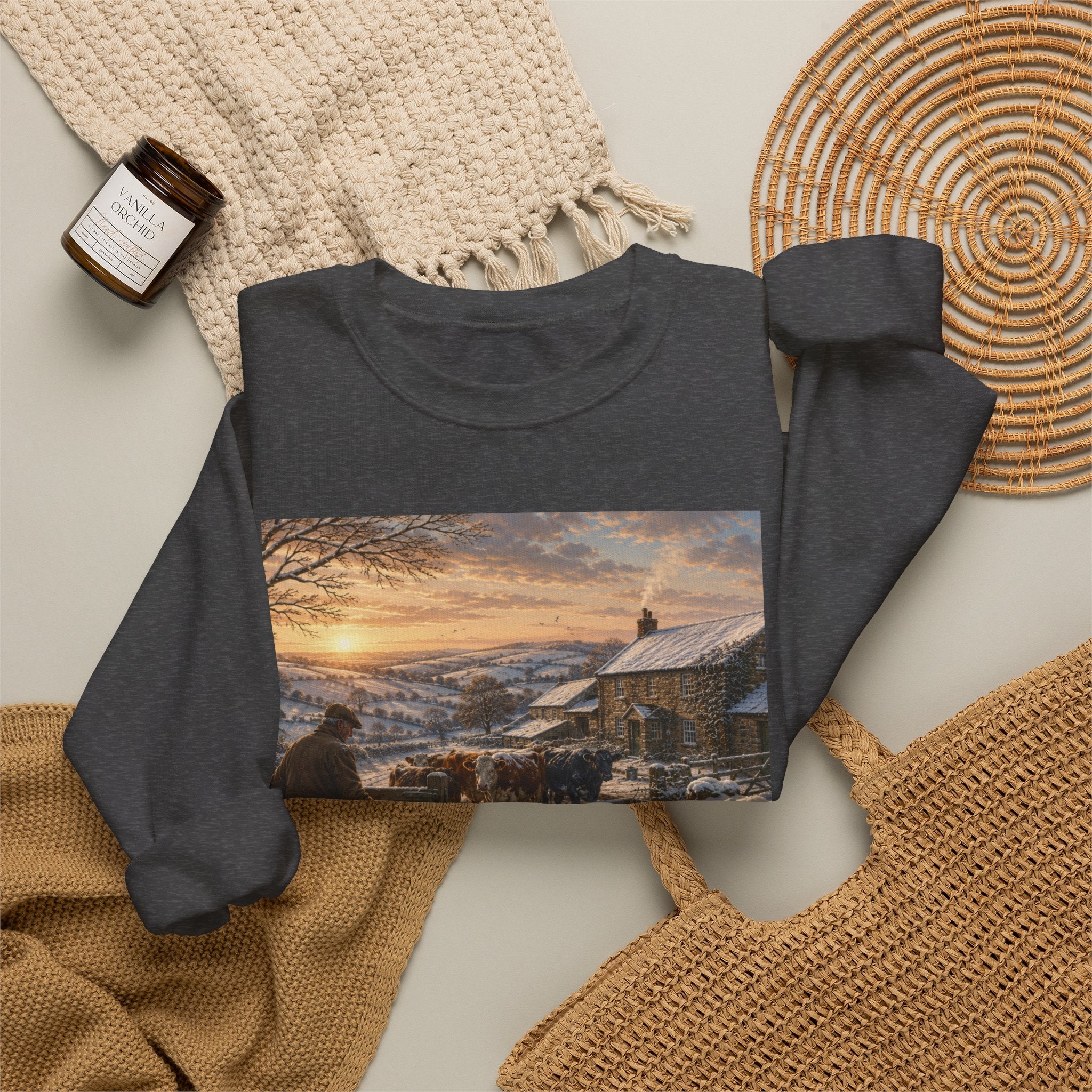 Winter Morning on the Farm Unisex Heavy Blend™ Crewneck Sweatshirt