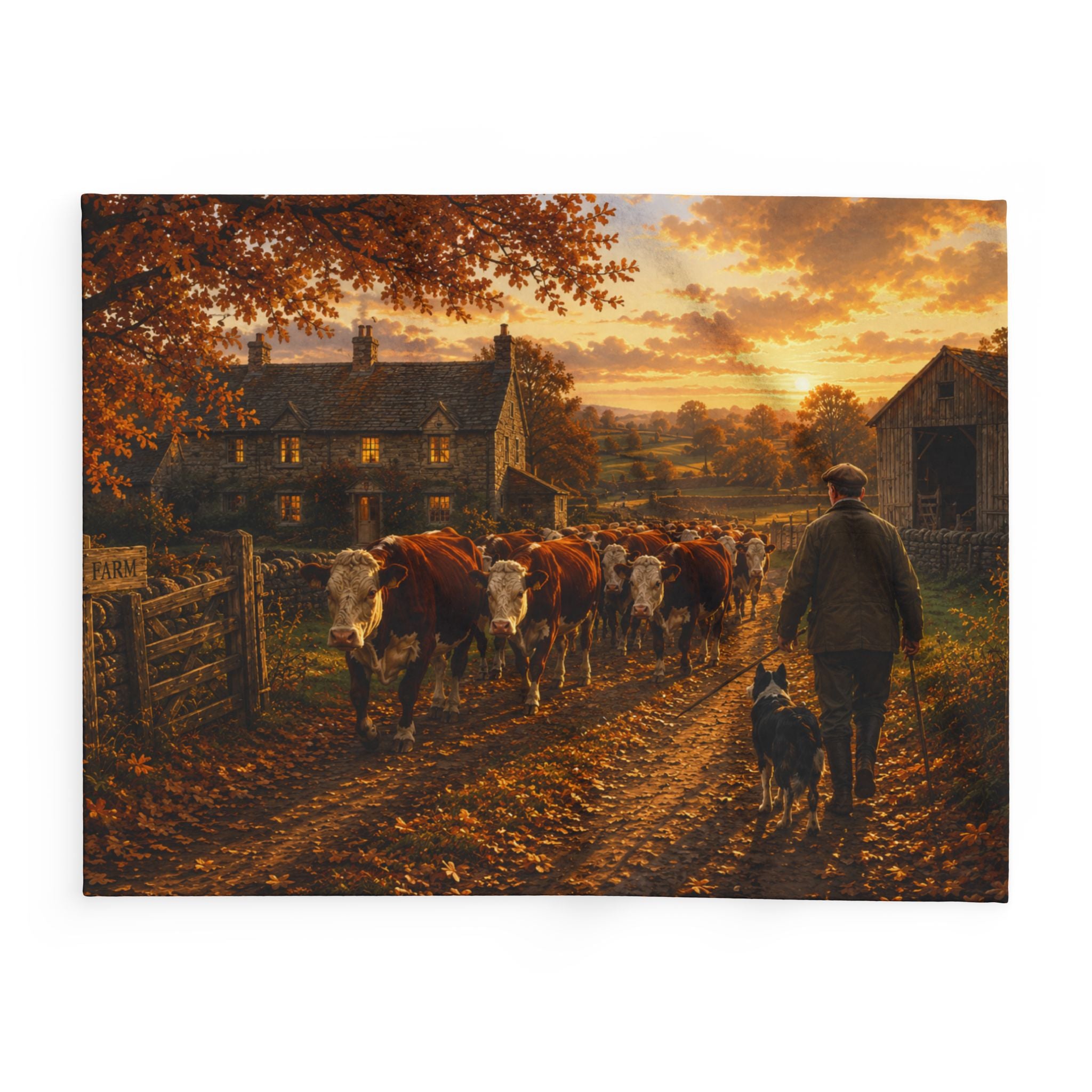Cattle Coming Home Arctic Fleece Blanket
