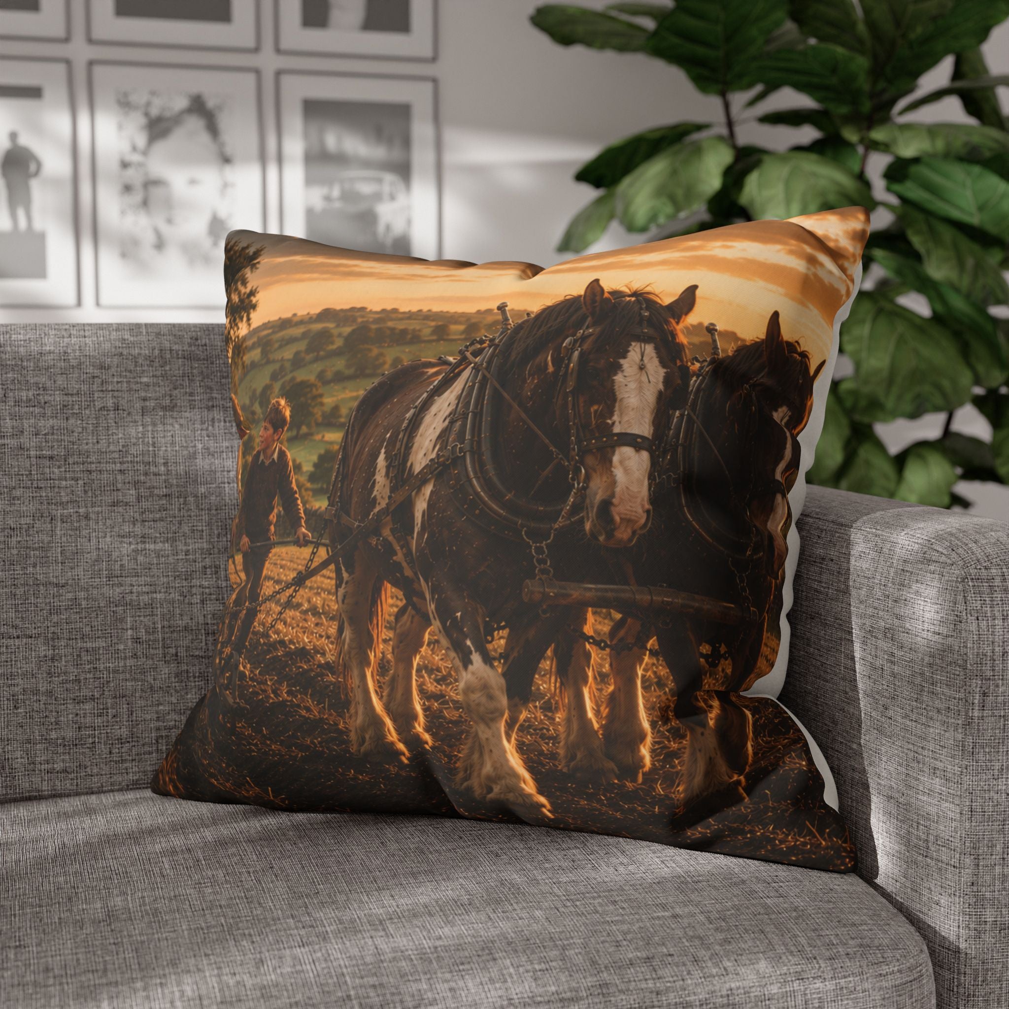 Learning to Plough Square Poly Canvas Pillowcase