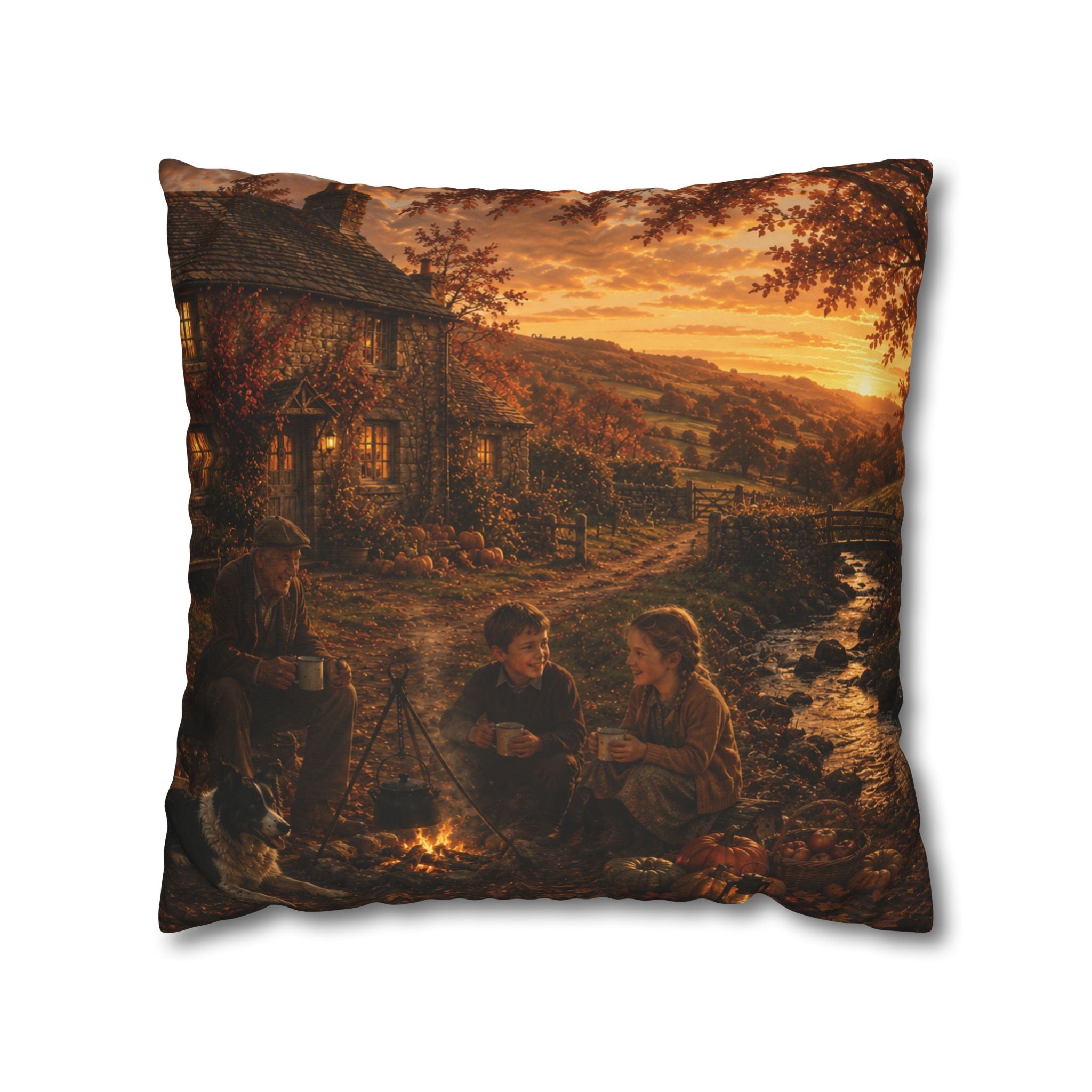 Horkey in the Autumn Lane Square Poly Canvas Pillowcase