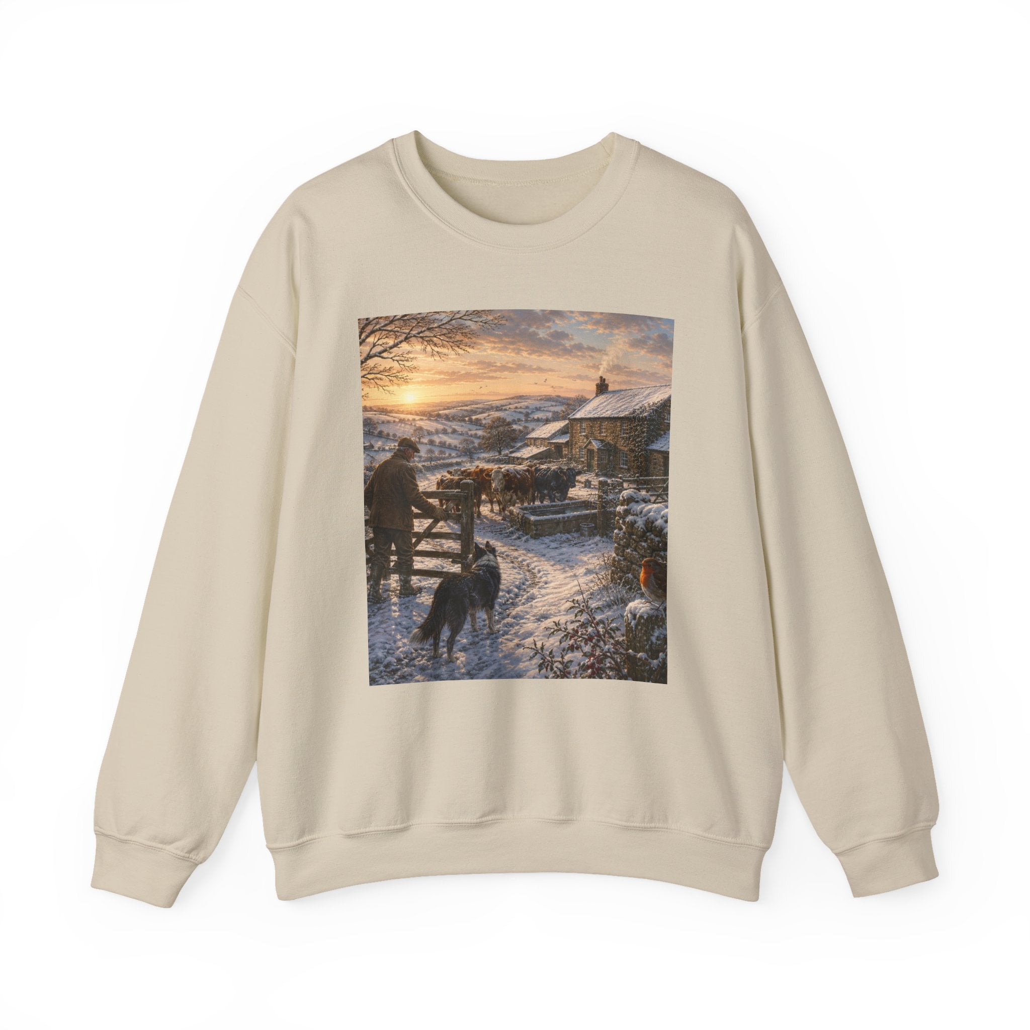 Winter Morning on the Farm Unisex Heavy Blend™ Crewneck Sweatshirt