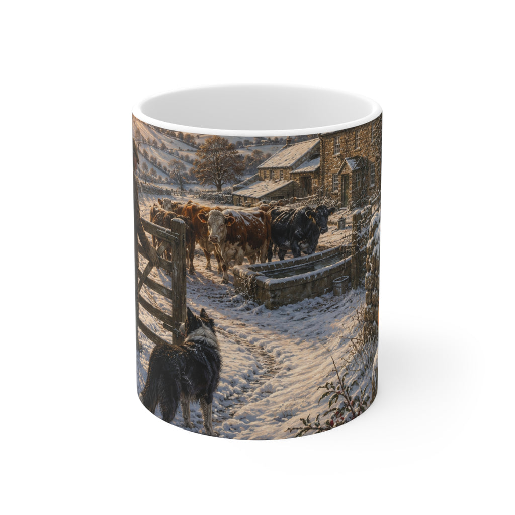 Winter morning on the Farm Ceramic Coffee Cups, 11oz, 15oz