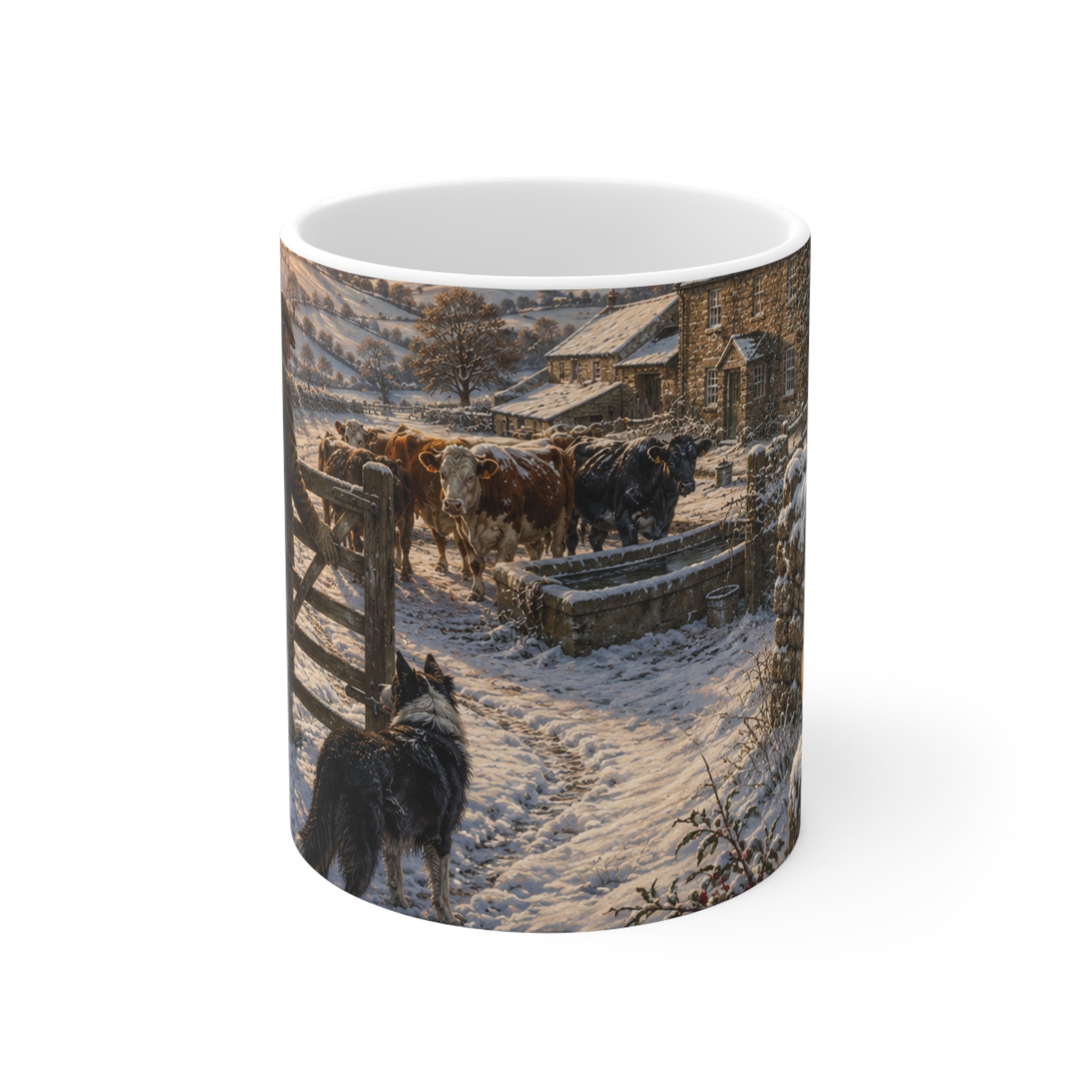 Winter morning on the Farm Ceramic Coffee Cups, 11oz, 15oz