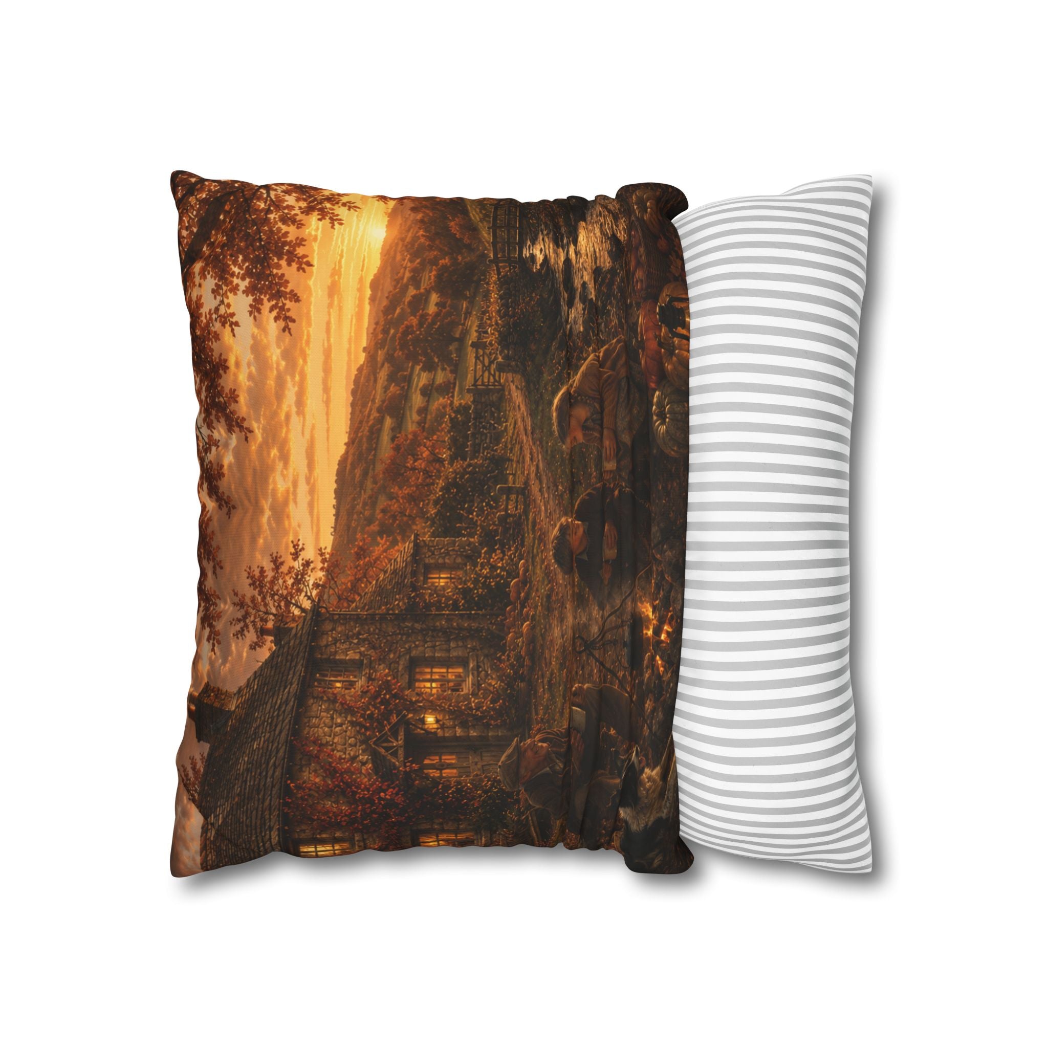 Horkey in the Autumn Lane Square Poly Canvas Pillowcase
