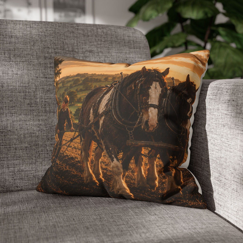 Learning to Plough Square Poly Canvas Pillowcase