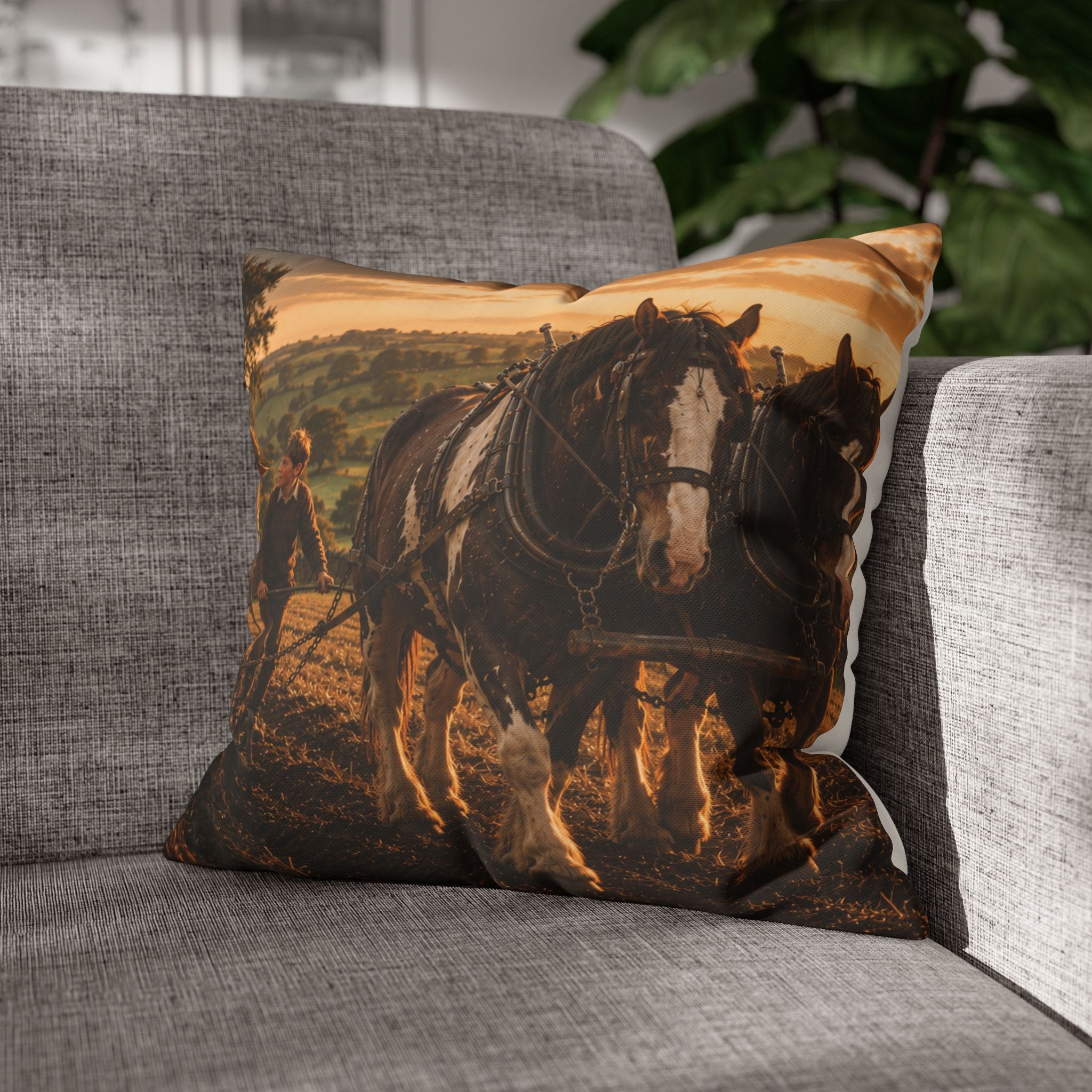 Learning to Plough Square Poly Canvas Pillowcase