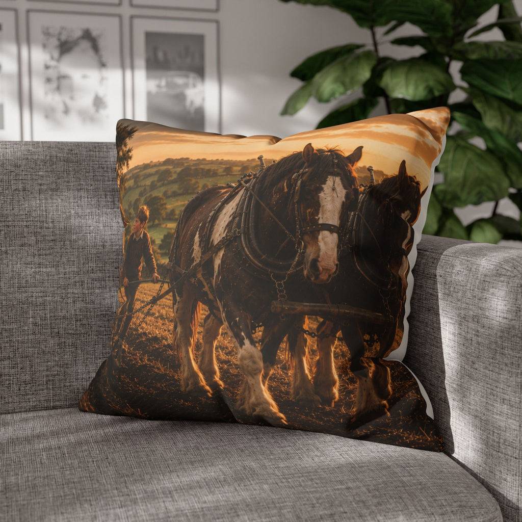 Learning to Plough Square Poly Canvas Pillowcase