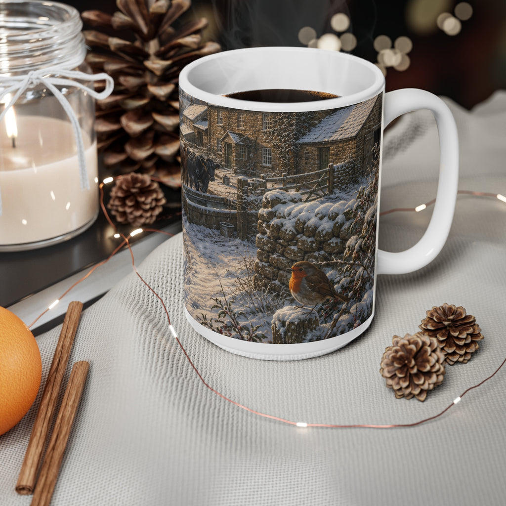 Winter morning on the Farm Ceramic Coffee Cups, 11oz, 15oz