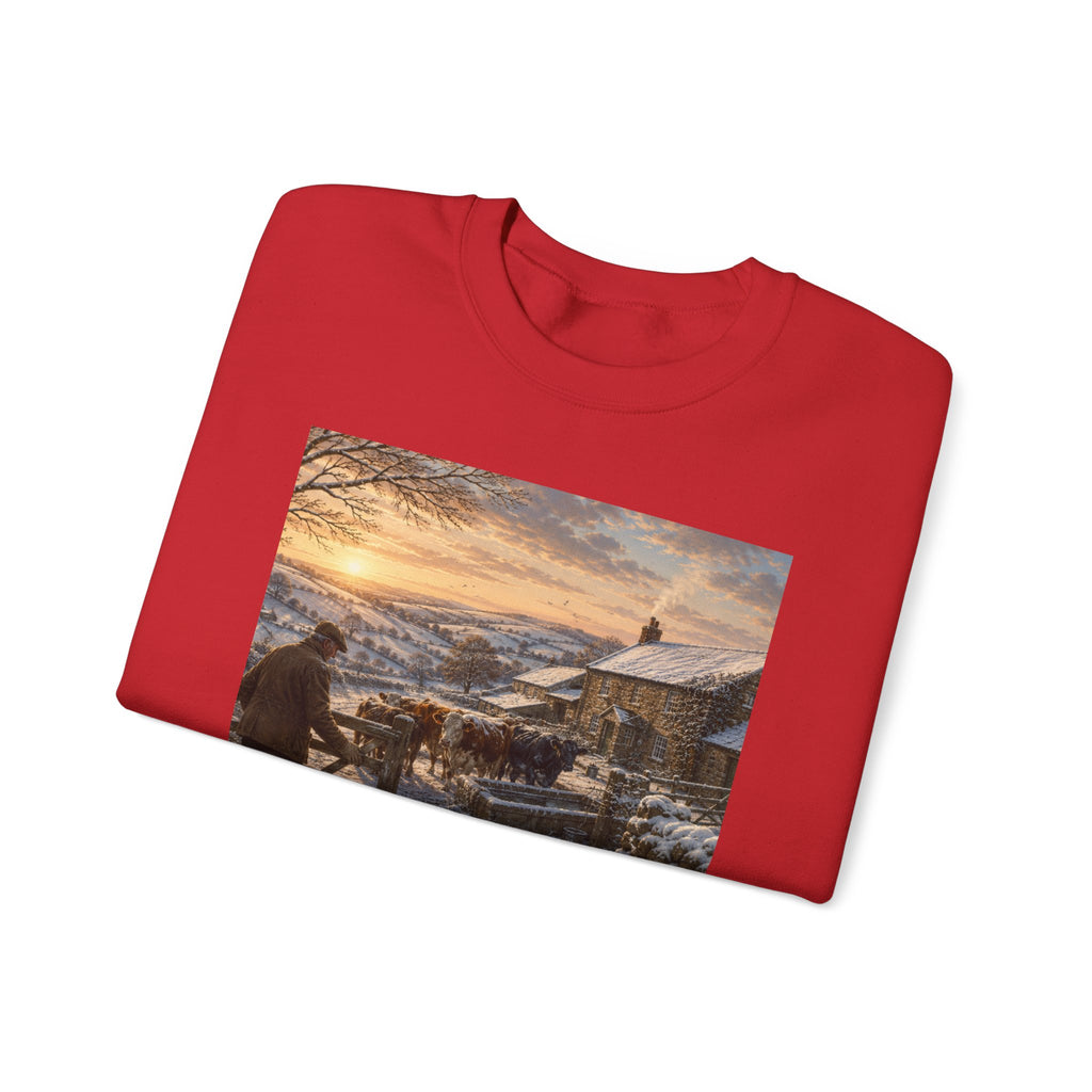 Winter Morning on the Farm Unisex Heavy Blend™ Crewneck Sweatshirt