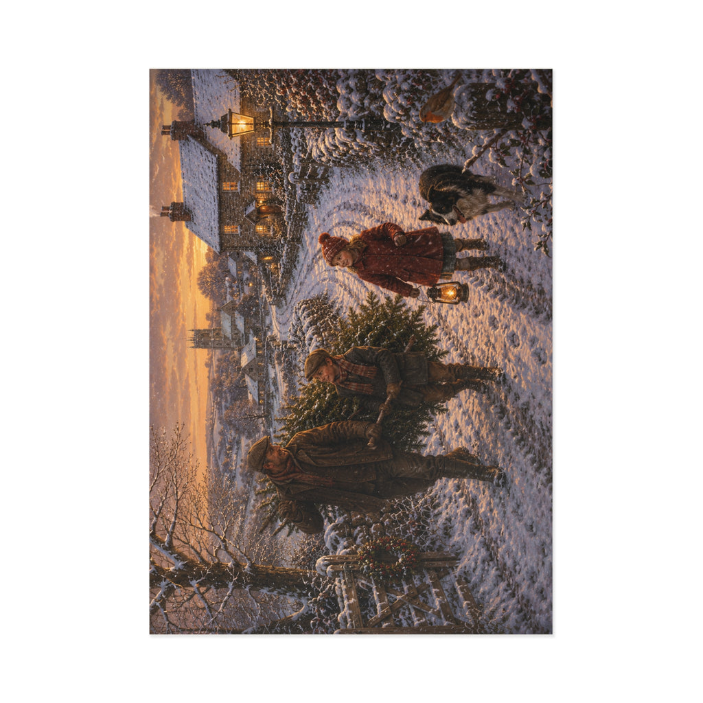 Bringing Home the Christmas Tree Fine Art Postcards
