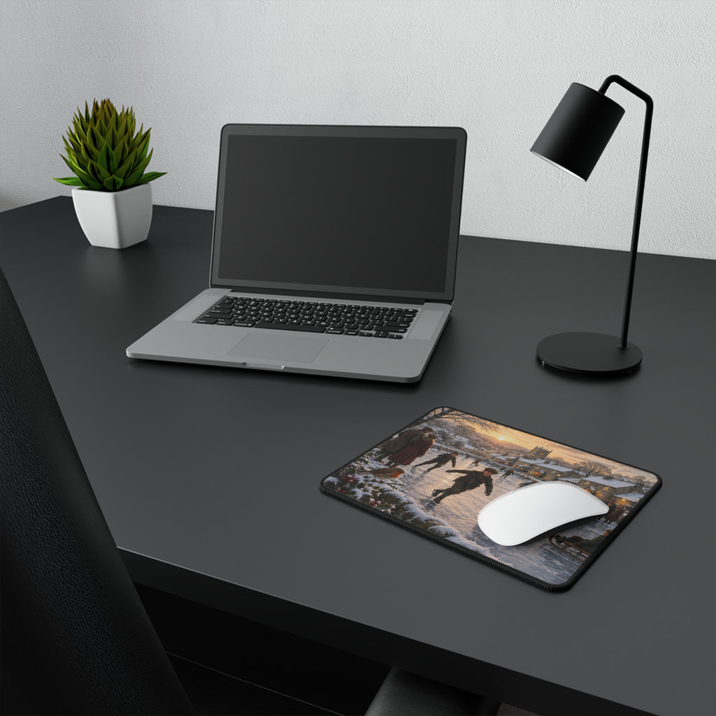 Skating on the Village Pond Non-Slip Gaming Mouse Pad
