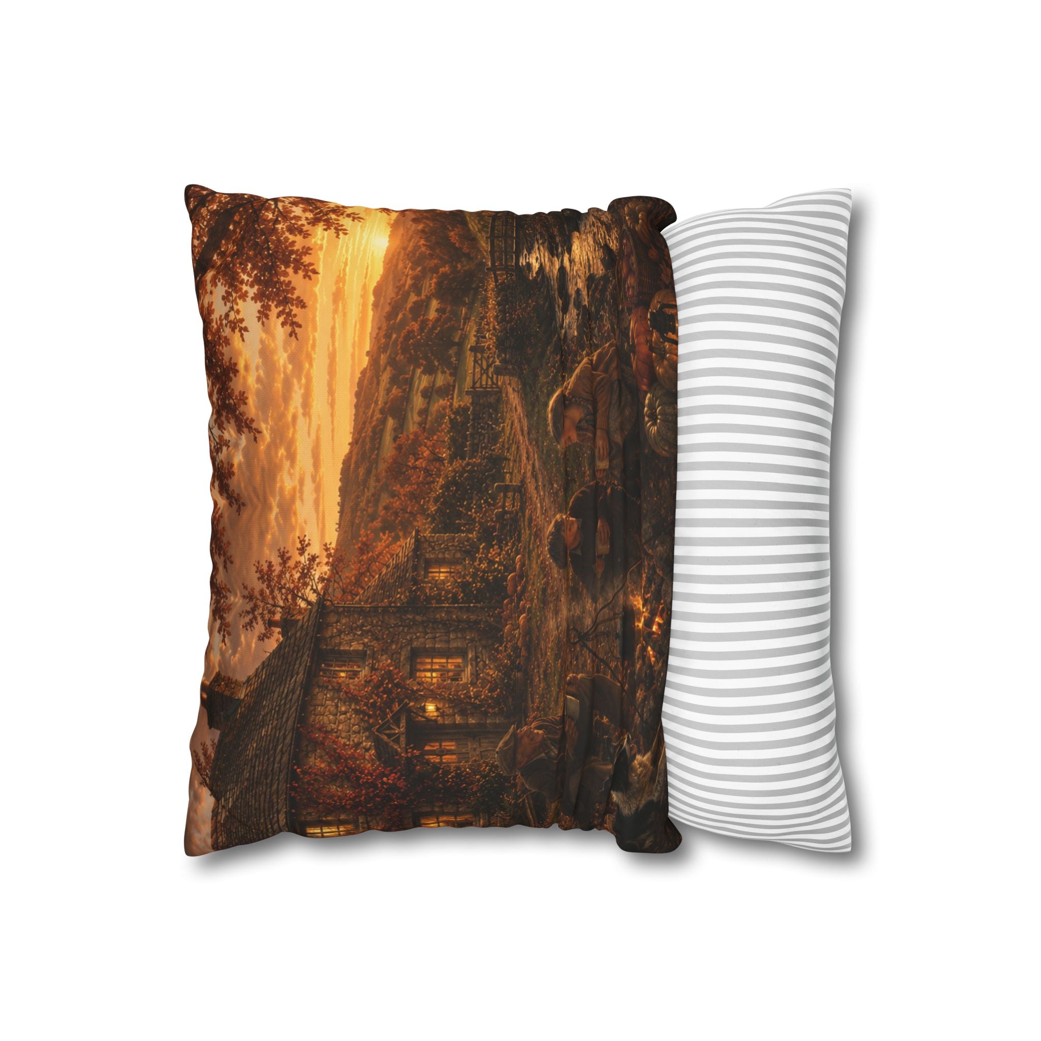 Horkey in the Autumn Lane Square Poly Canvas Pillowcase