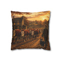 Cattle Coming Home Square Poly Canvas Pillowcase