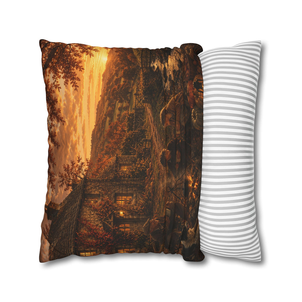 Horkey in the Autumn Lane Square Poly Canvas Pillowcase