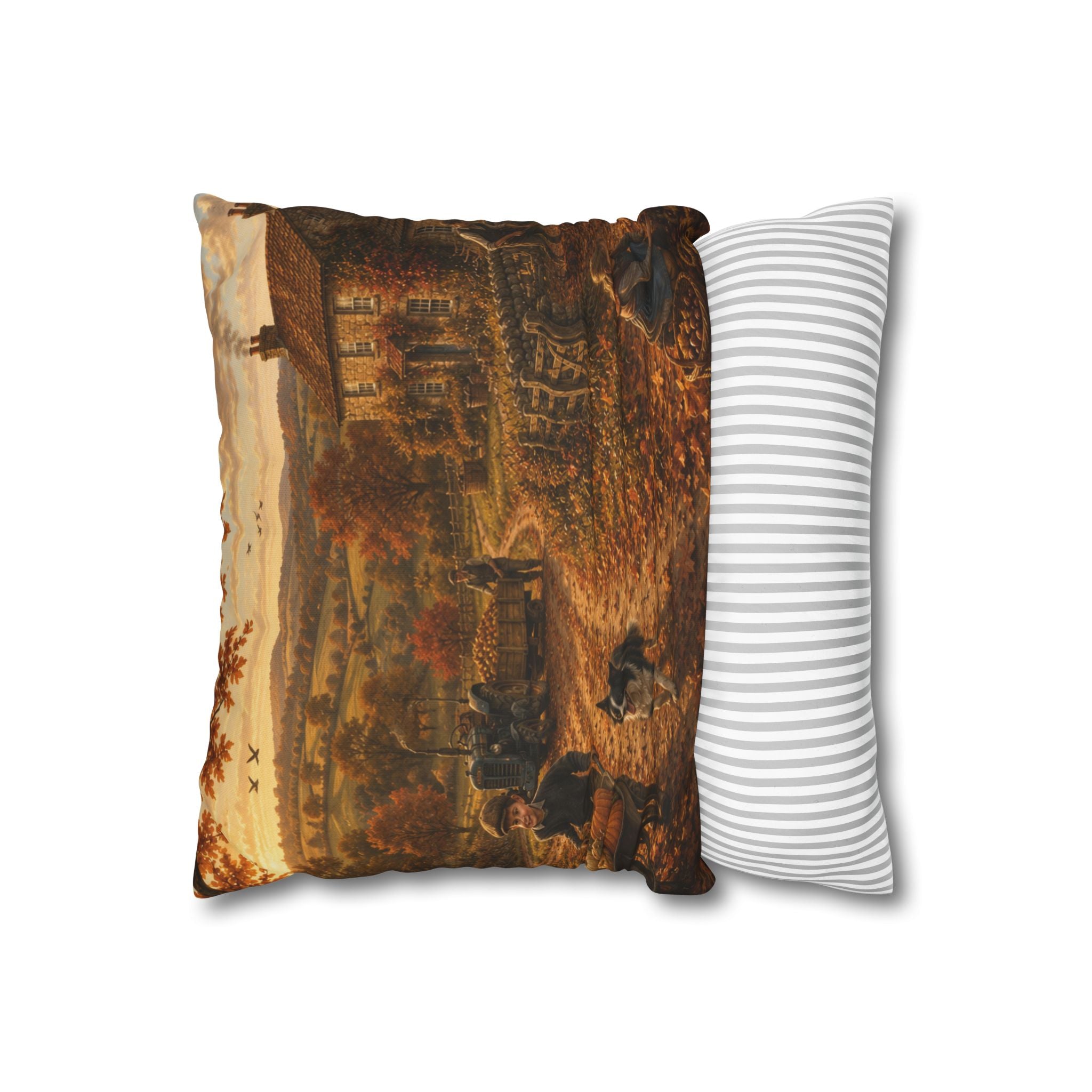 Autumn on the Farm Square Poly Canvas Pillowcase