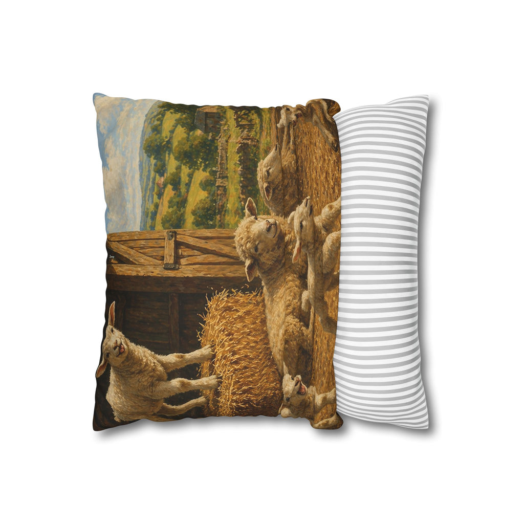 GK03 – Cheeky Lambs in the Barn – Countryside Cushion