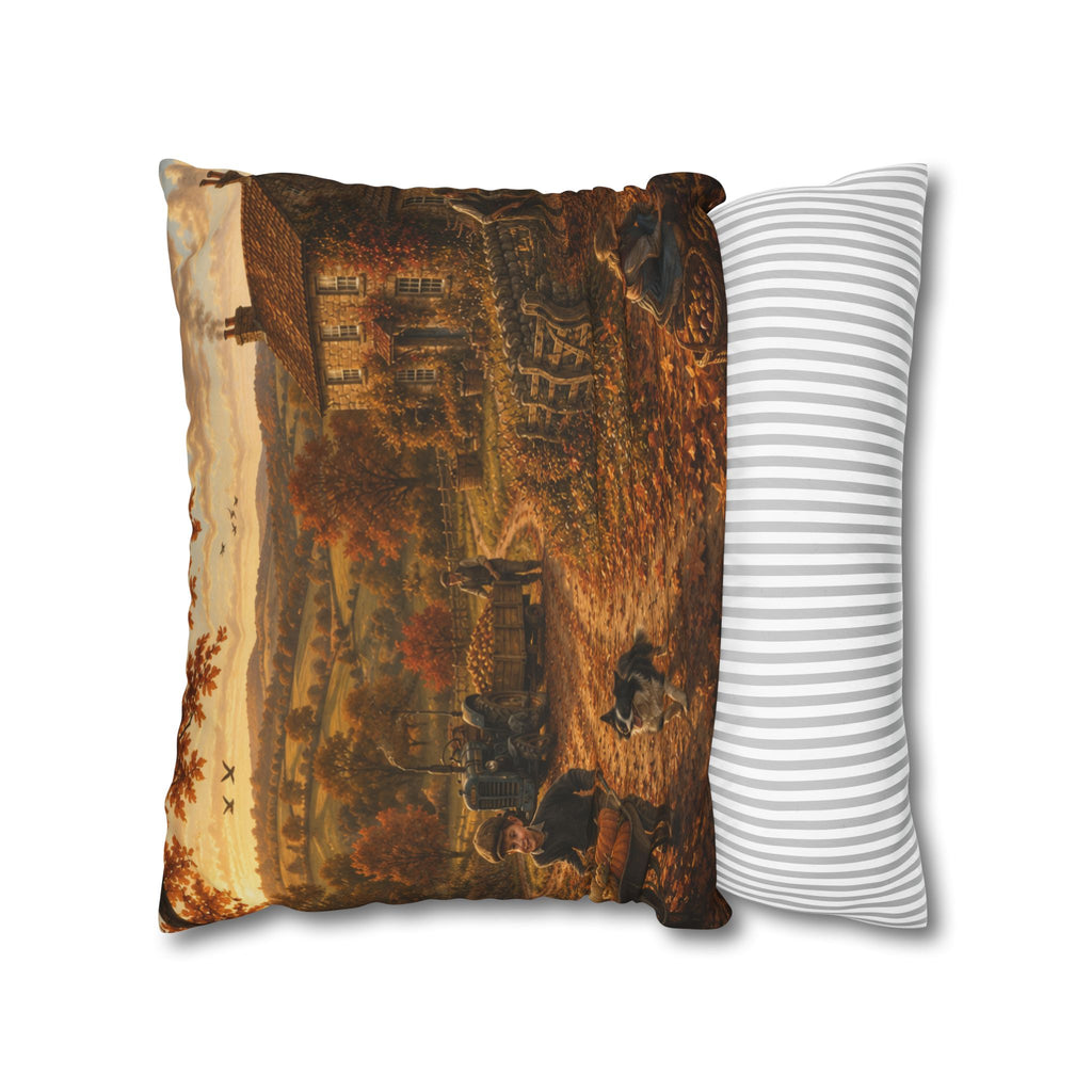 Autumn on the Farm Square Poly Canvas Pillowcase