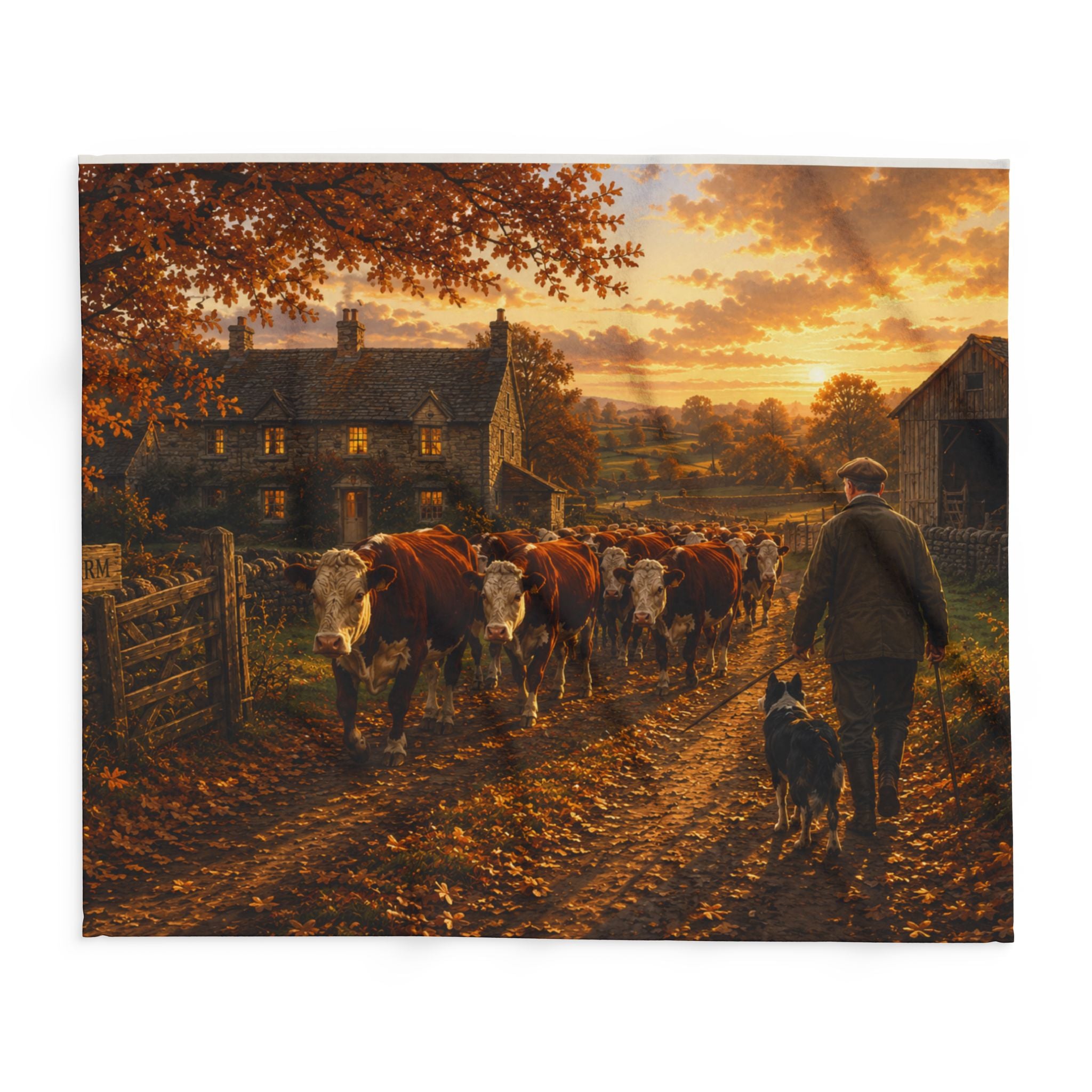 Cattle Coming Home Arctic Fleece Blanket