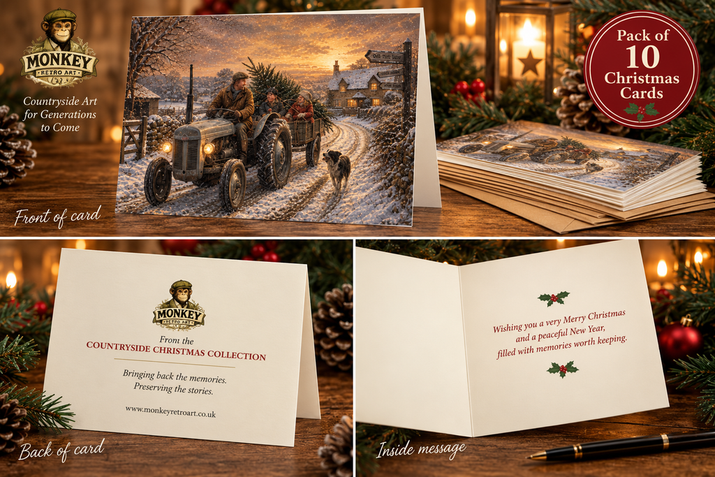 Bringing the Tree Home – Pack of 10 Countryside Christmas Cards