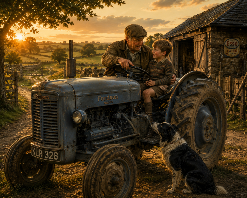 FD003 - Grandfather and Grandson on the tractor