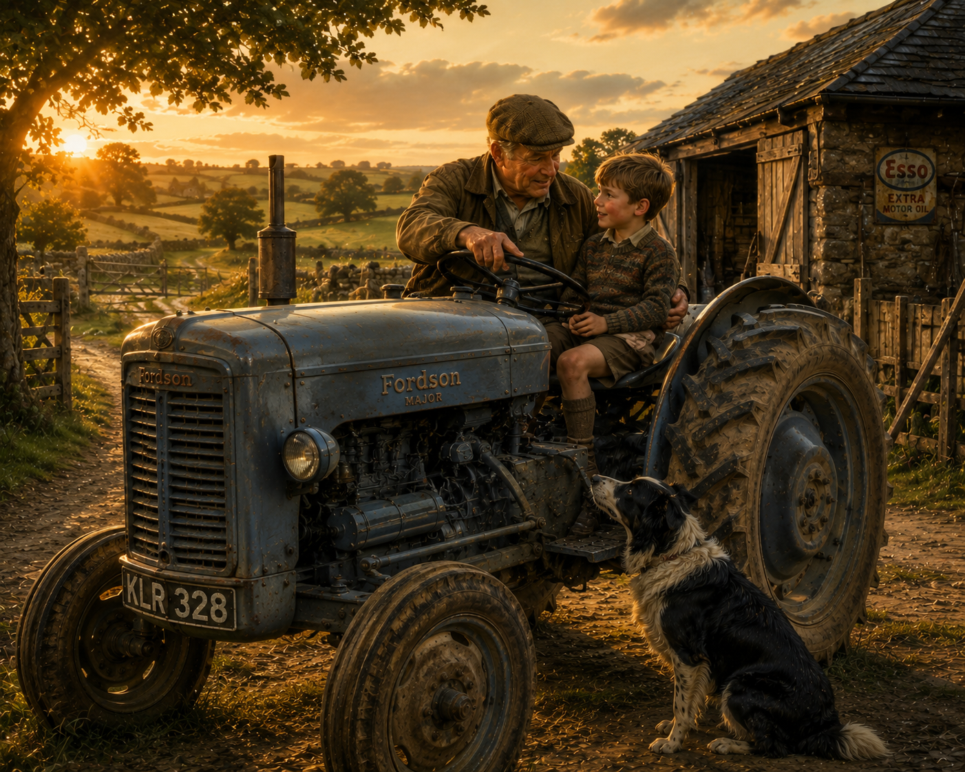 FD003 - Grandfather and Grandson on the tractor