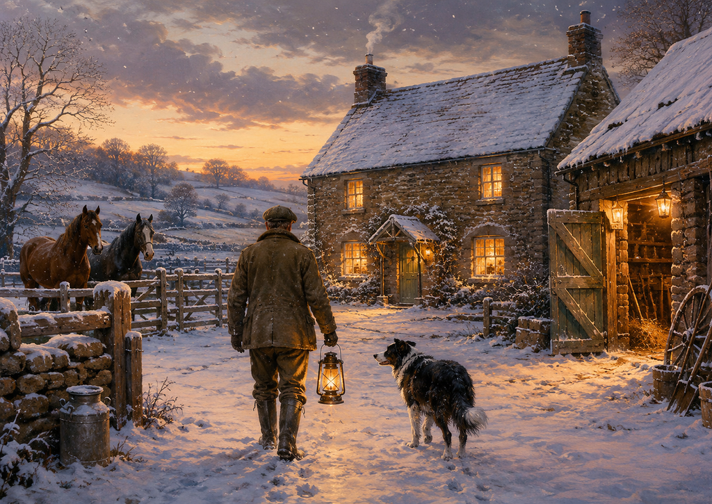 Home Before Dark – Pack of 10 Countryside Christmas Cards