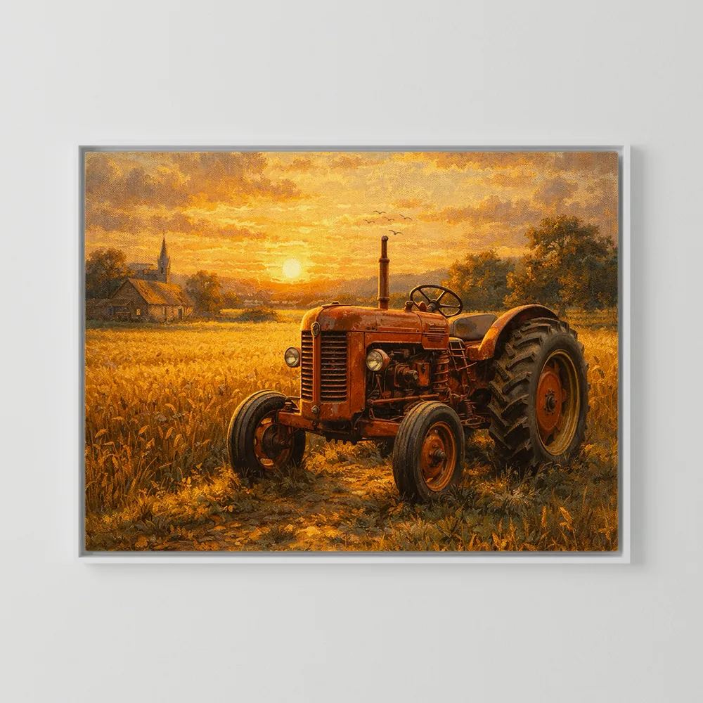 Sunset over a Vintage Tractor