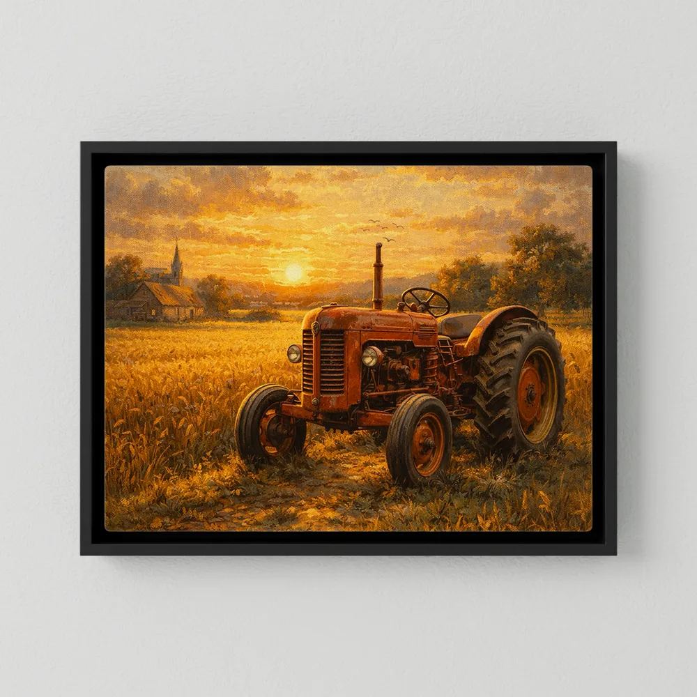 Sunset over a Vintage Tractor
