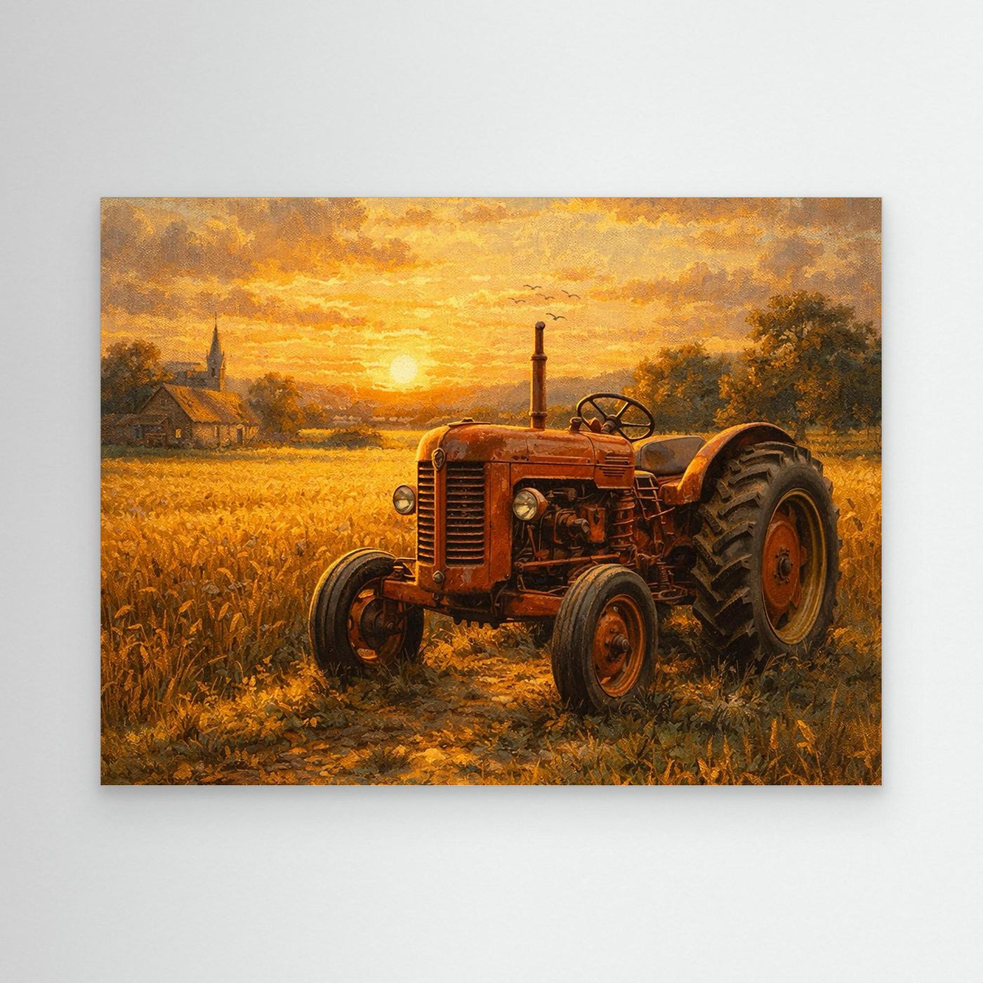 Sunset over a Vintage Tractor