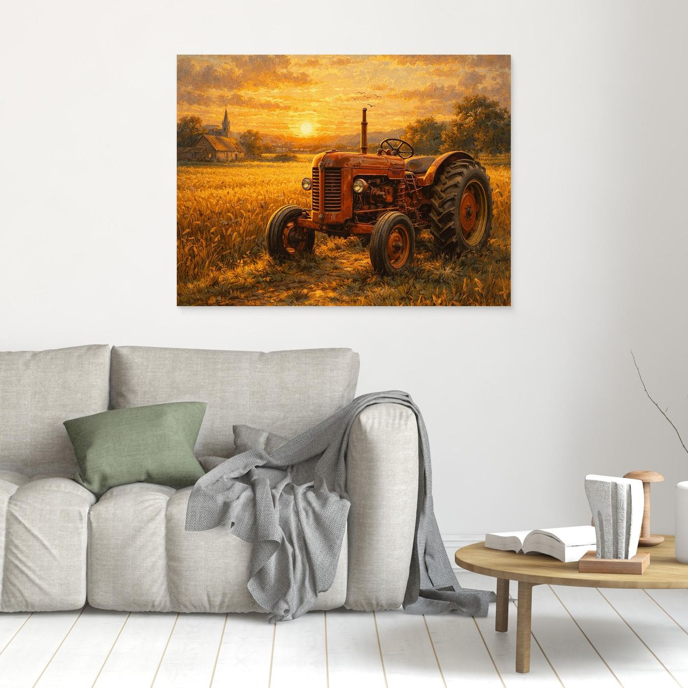 Sunset over a Vintage Tractor