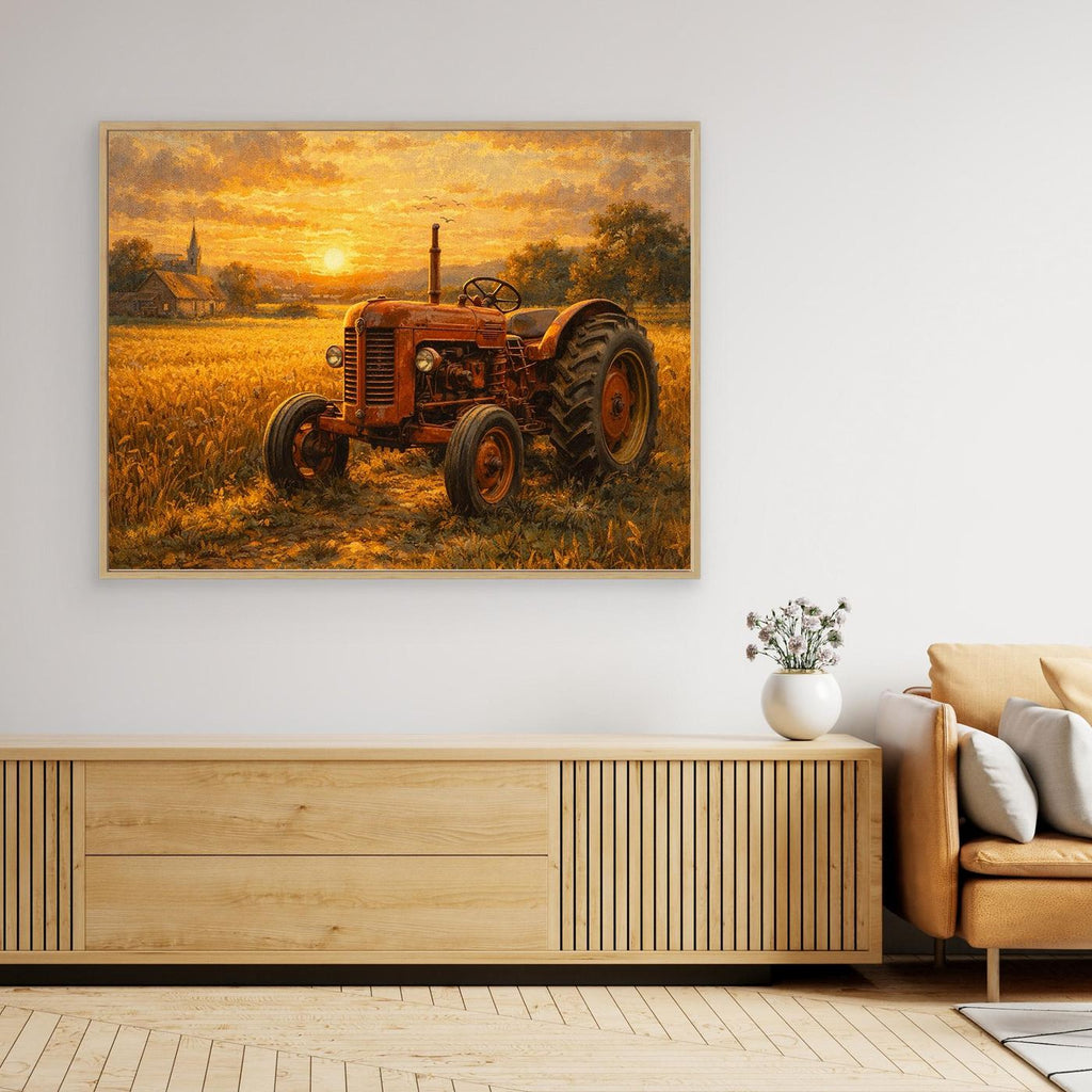 Sunset over a Vintage Tractor